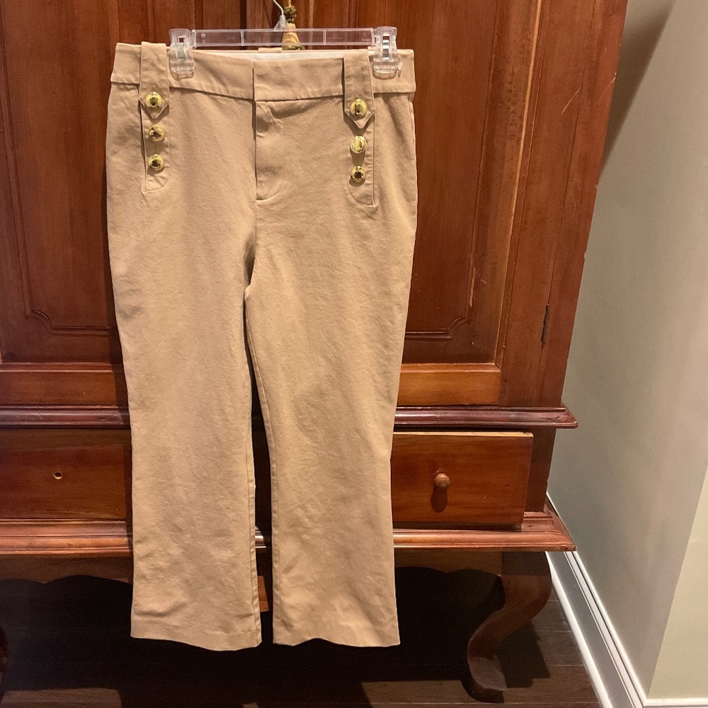 Lilly Pulitzer Women’s Parish High Rise Crop Flare Pants, Color Sand, Size 10